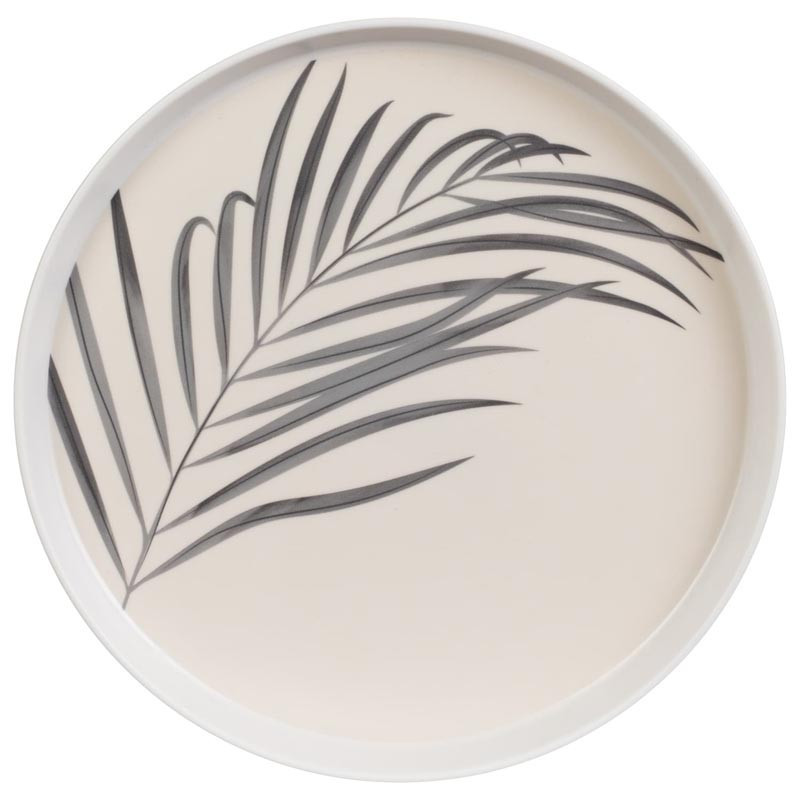 Assiette plate motif feuillage d