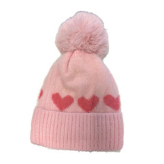 Bonnet fille rose a cur vieux r