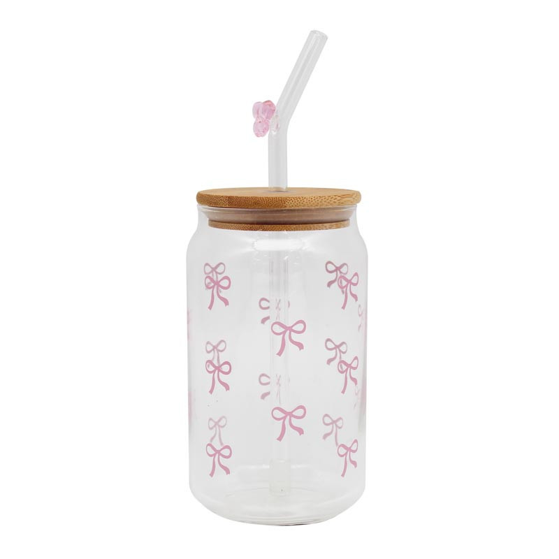 Gobelet en verre noeud rose