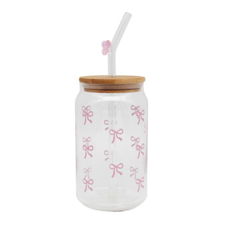 Gobelet en verre noeud rose