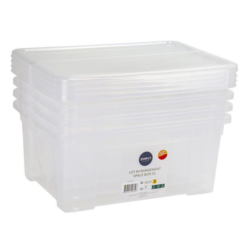 Lot x4 rangement space box 12l