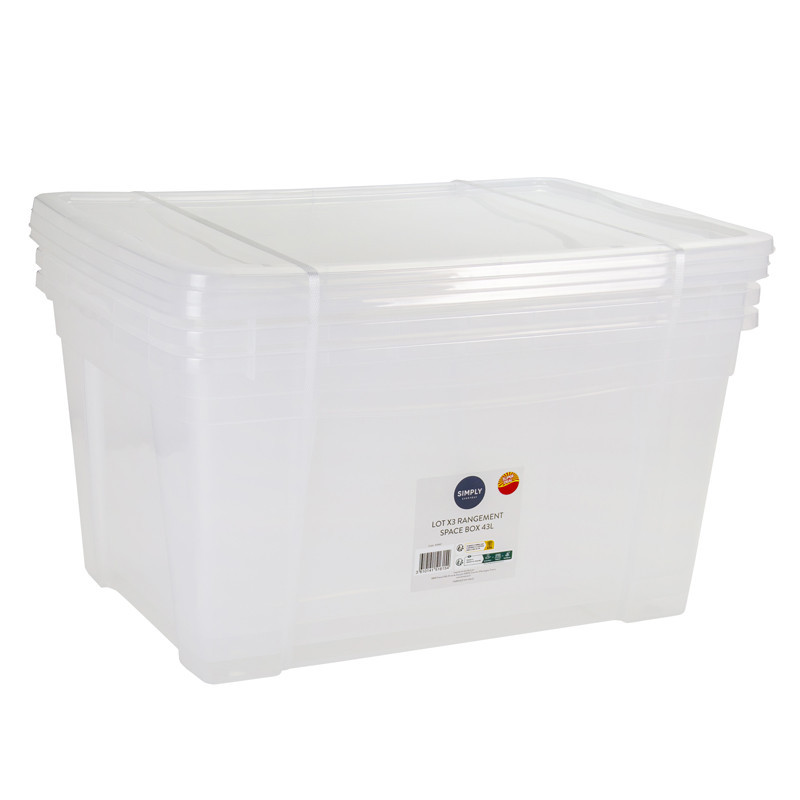 Lot x3 rangement space box 43l