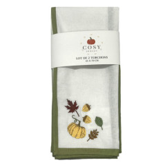 Lot de 2 torchons feuille/sauge