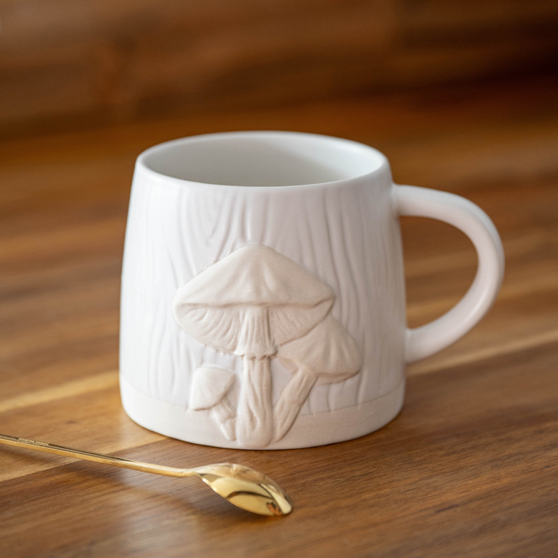 Mug creme motif champignon