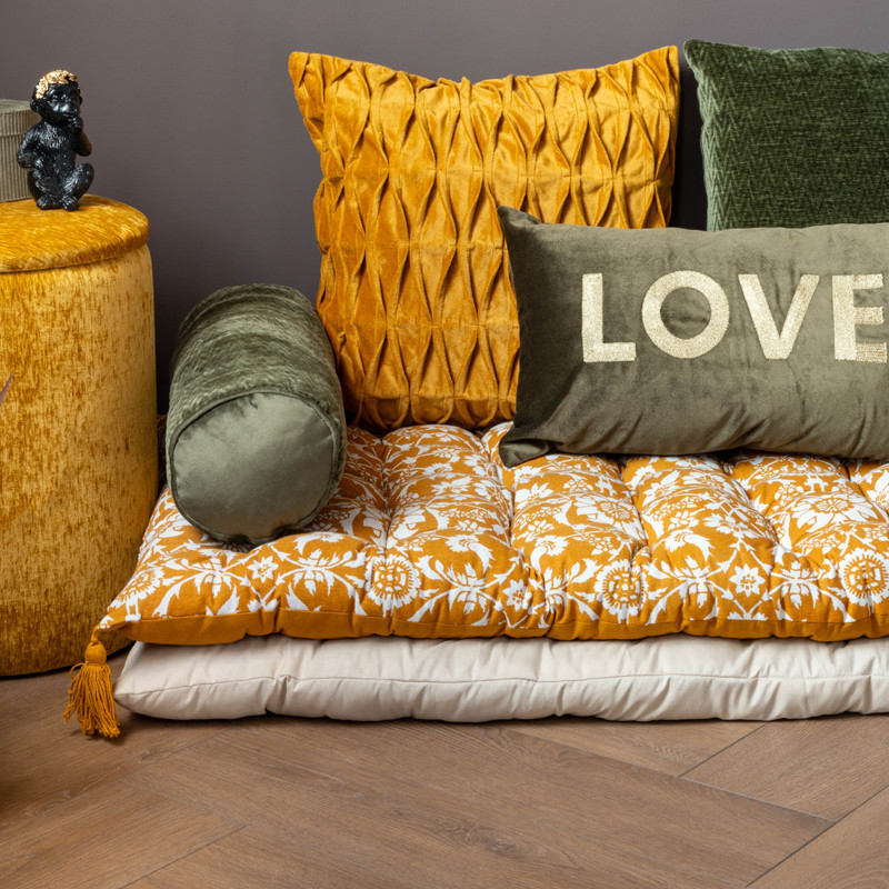 Futon fleuri 120x60cm ocre