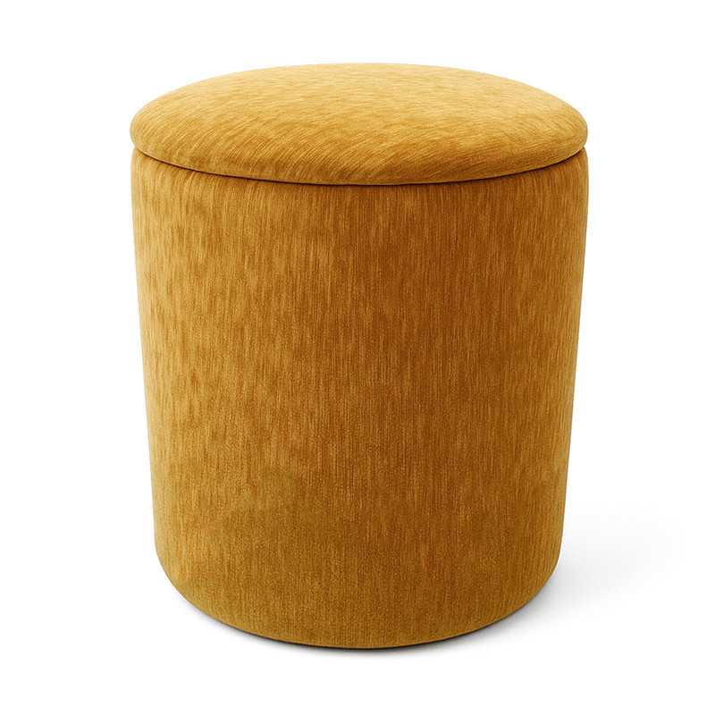 Pouf de rangement velours ocre