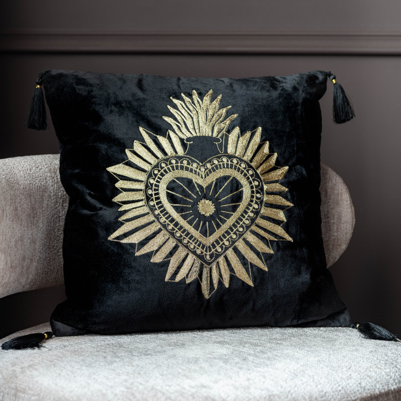 Coussin exvoto 40x40cm noir