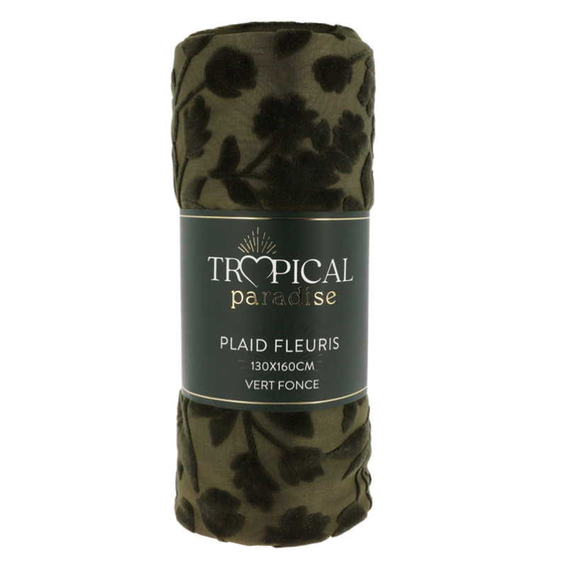 Plaid fleuris 130x160cm vert fon