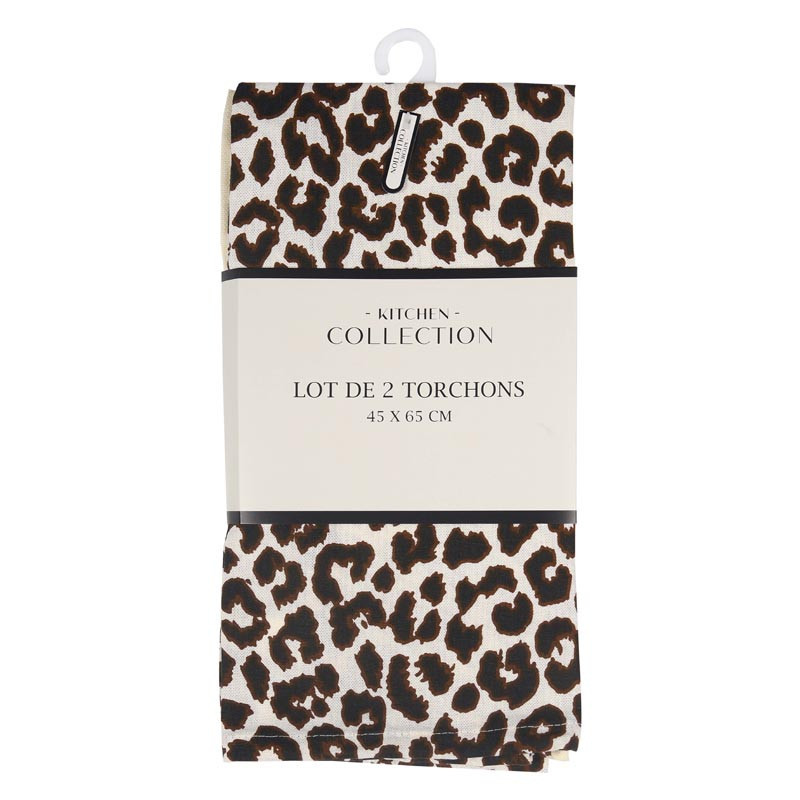 Lot de deux torchons leopard