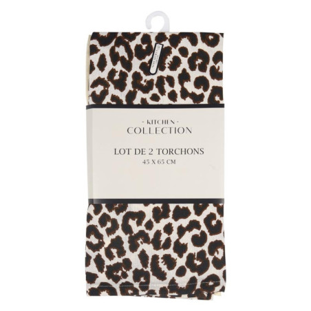 Lot de deux torchons leopard
