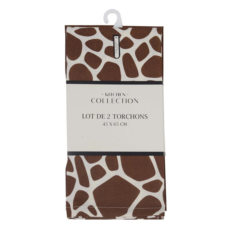Lot de deux torchons girafe
