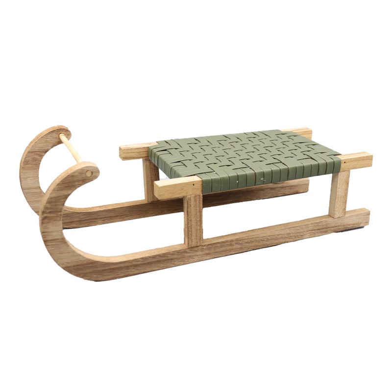 Luge bois et tresse vert