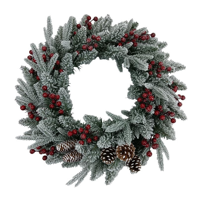 Couronne enneige baies et pommes