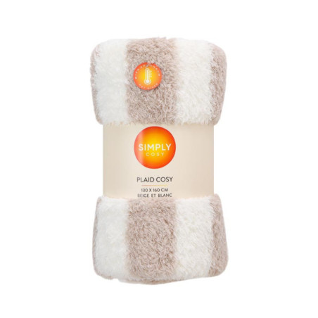 Plaid cosy 130x160cm beige et bl