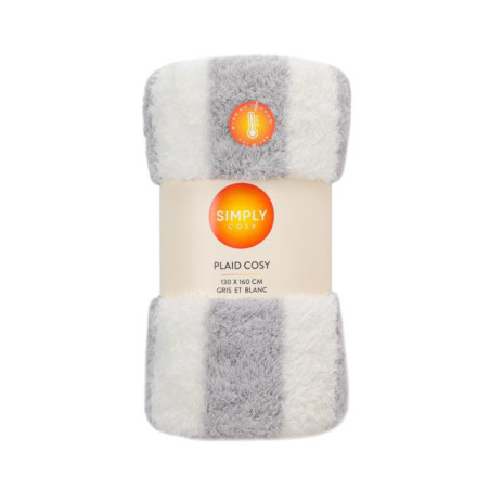 Plaid cosy 130x160cm gris et bla