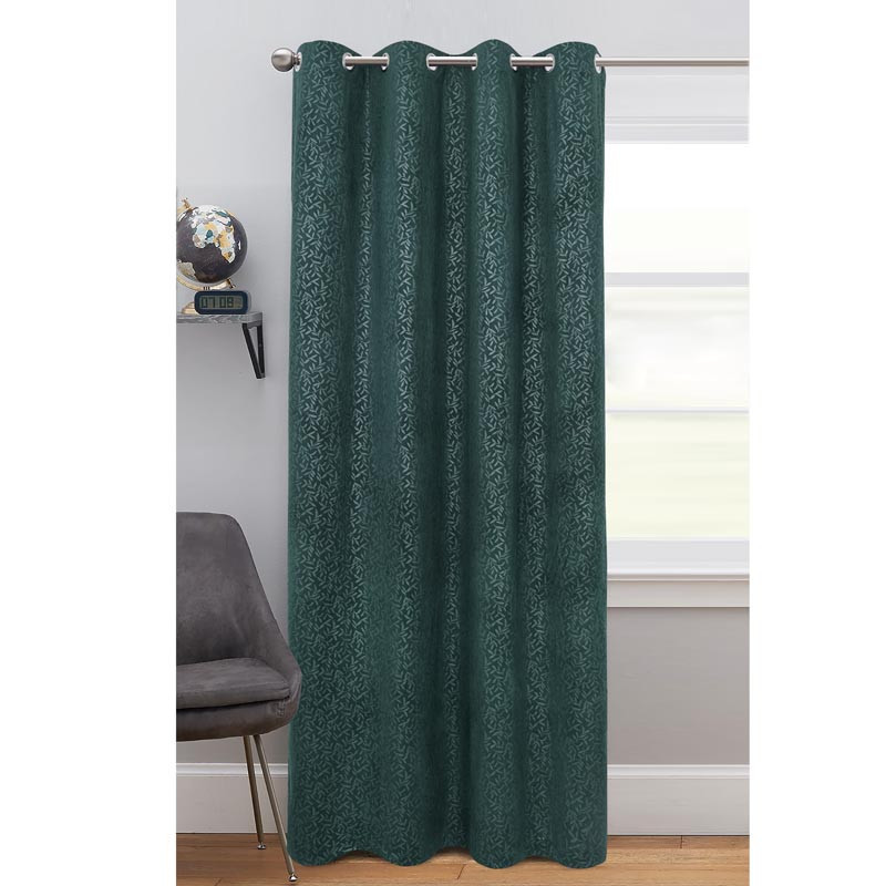 Rideau velours cotele feuilles 1