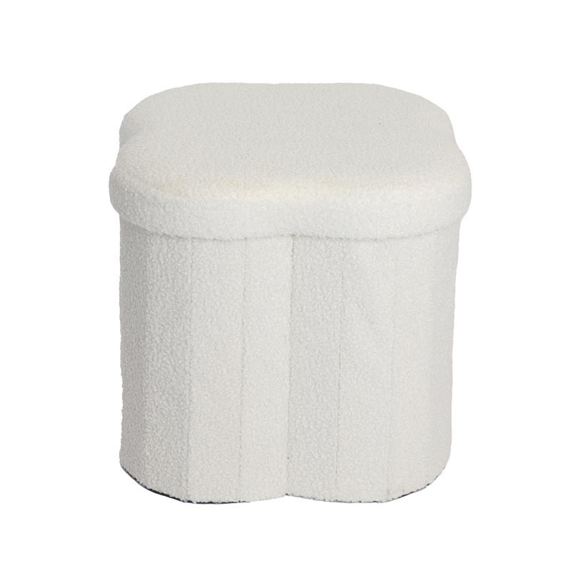 Pouf forme fleur blanc bouclette