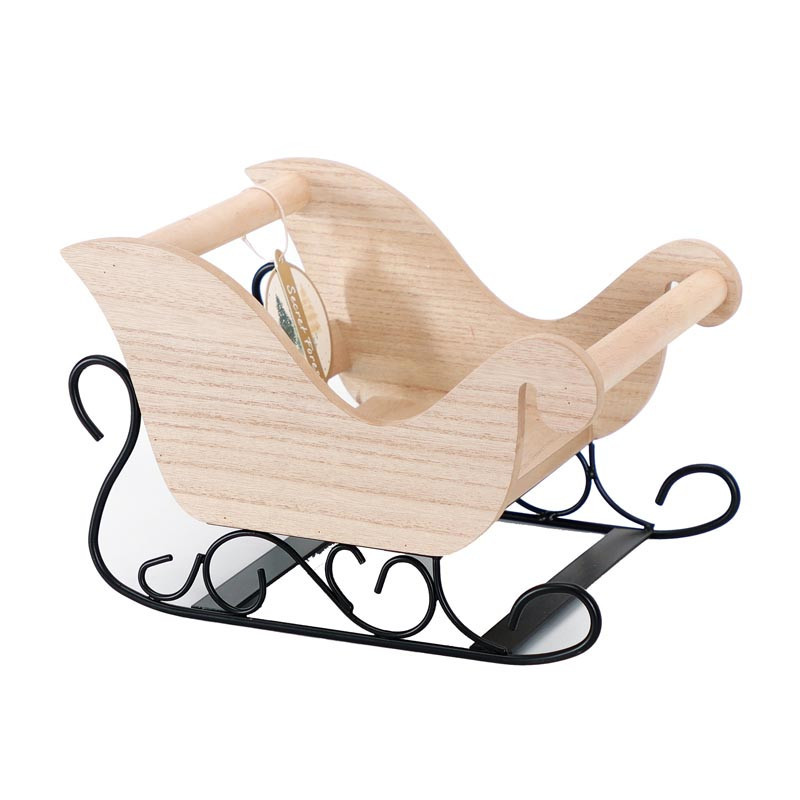 Traineau  en bois et base metal