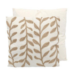 Coussin feuilles en jute 50x50cm