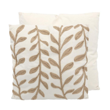 Coussin feuilles en jute 50x50cm