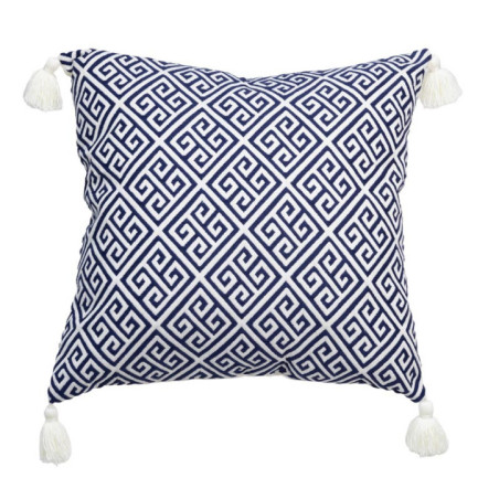 Coussin pompons motif grec 60x60