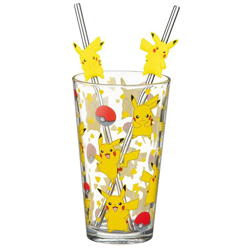 Set verre + 2 pailles pokemon