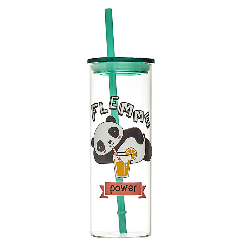 Mug en verre avec paille 45cl ka