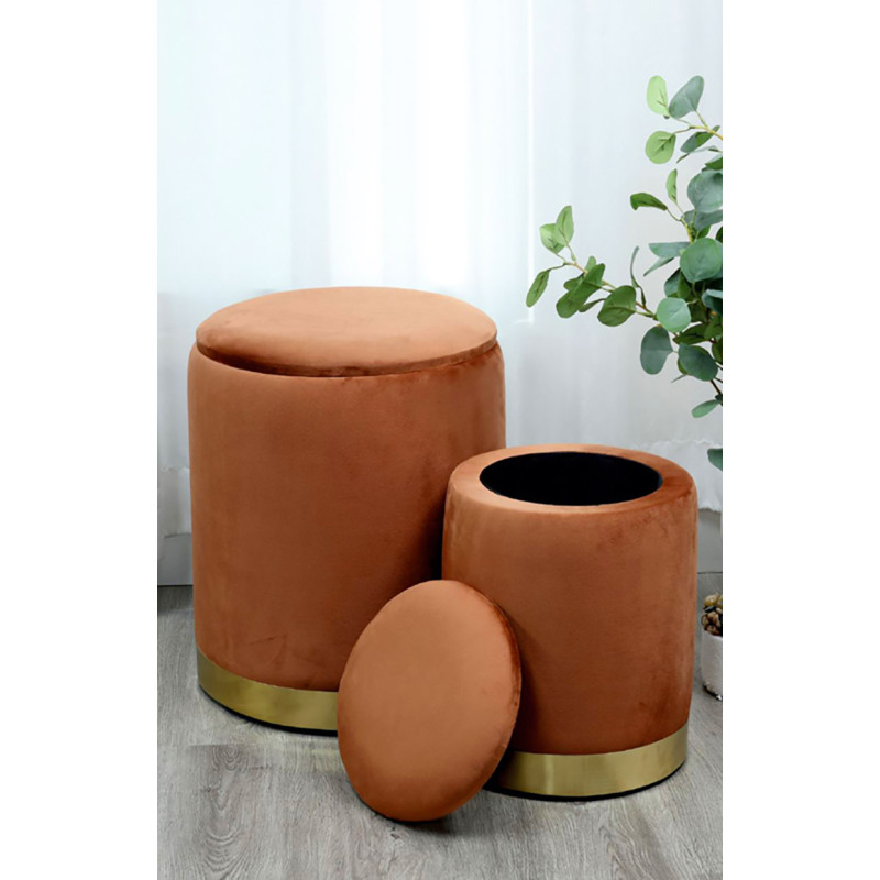 Set 2 poufs velours moka