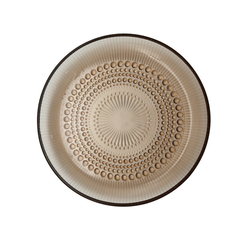 Assiette plate en verre noir