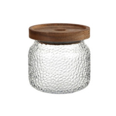 Bocal en verre martele et bois