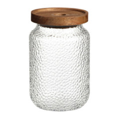 Bocal en verre martele et bois