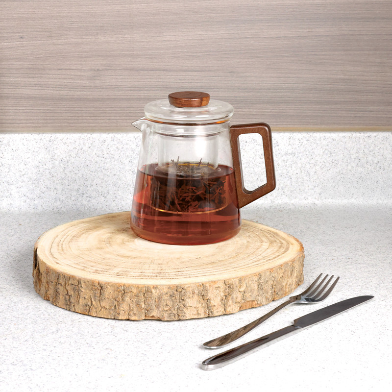 Theiere avec anse en bois