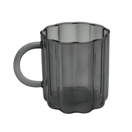 Mug en verre noir fleur