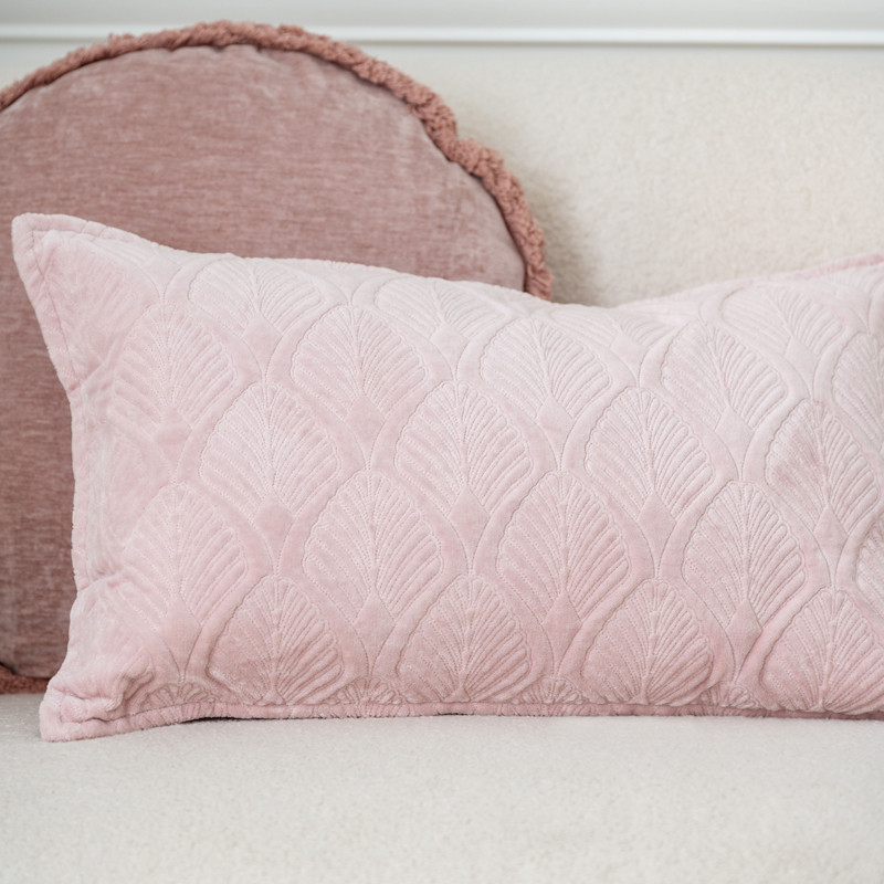 Coussin leaf 50x30cm velours blu