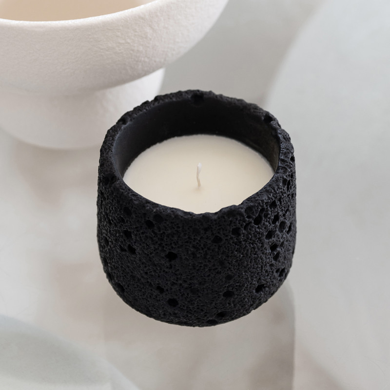 Bougie pot ciment noir s