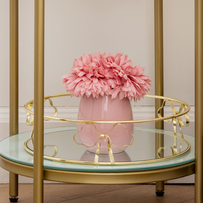 Plateau en verre et metal or m