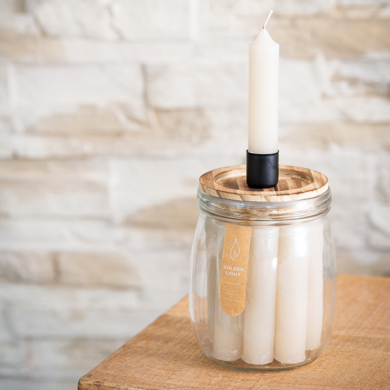 Bougies baton x10 dans bocal