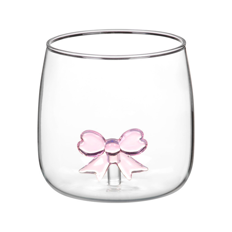 Verre bas avec figurine noeud 3d