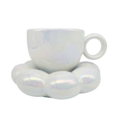 Tasse et coupelle nuage irrise