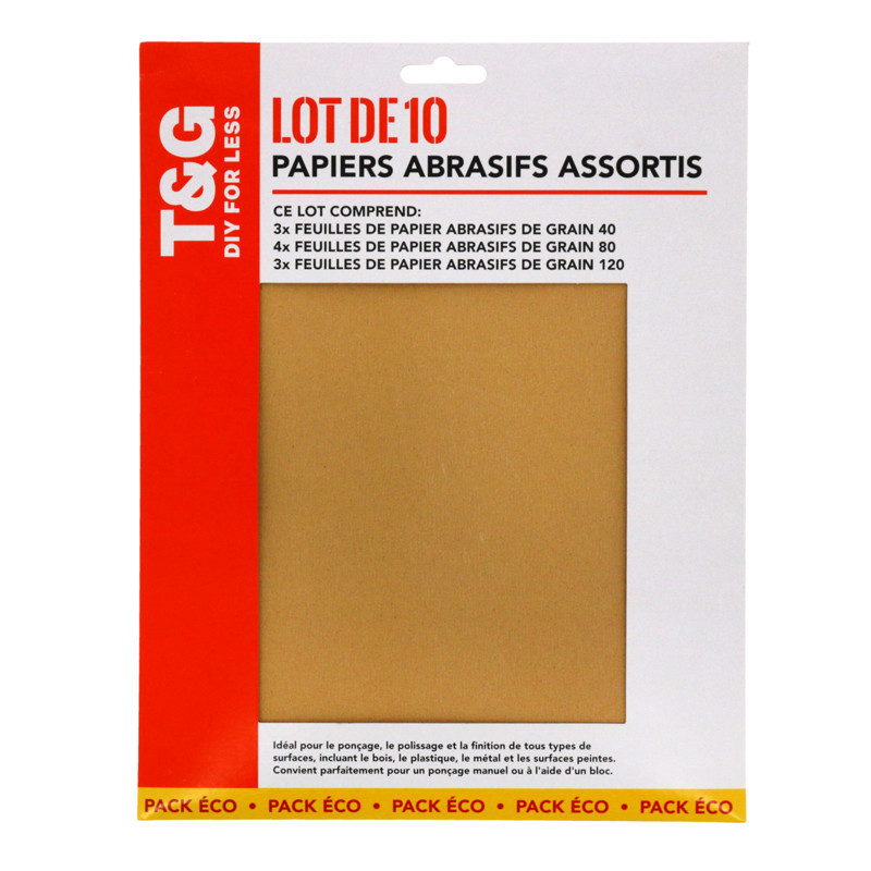 Feuilles de papier abrasif x10