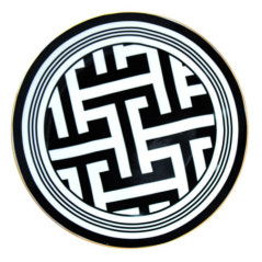 Assiette plate noir & dore