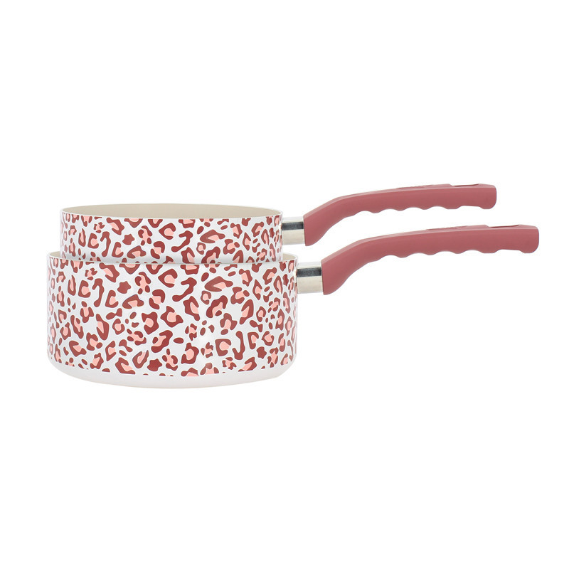 Lot de 2 casseroles leopard rose