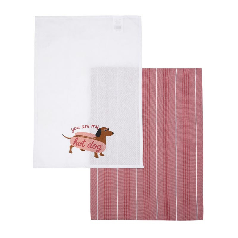 Lot de 2 torchons teckel 45x65cm