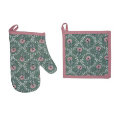 Set de 2 maniques rayes floral