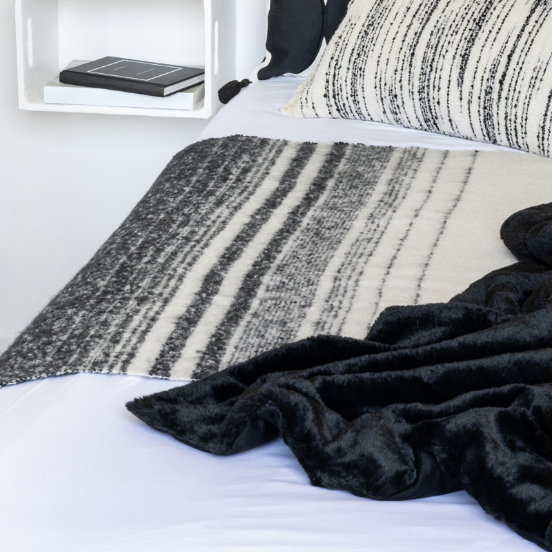 Plaid  brosse noir et blanc 130x