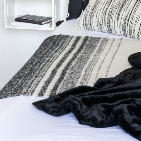 Plaid  brosse noir et blanc 130x