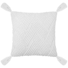Coussin tresse 45x45cm pompons n