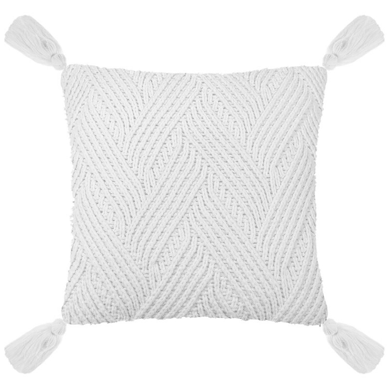 Coussin tresse 45x45cm pompons n