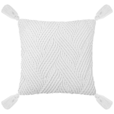 Coussin tresse 45x45cm pompons n