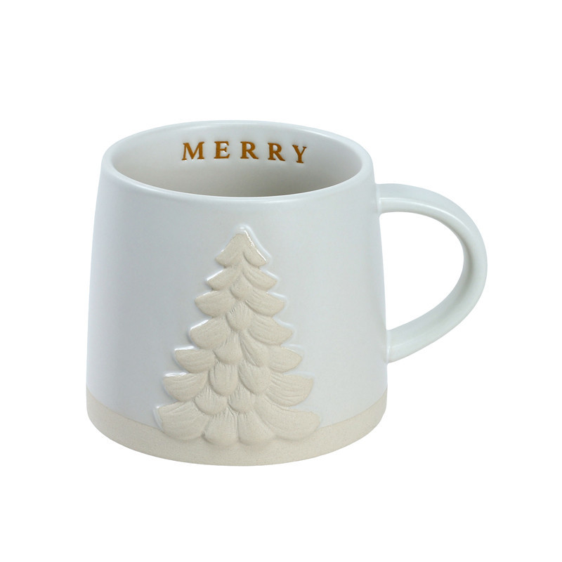 Mug blanc et motif sapin